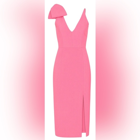 NWT Rebecca Vallance Love One Bow Shoulder Dress Pink 4 - Picture 1 of 16